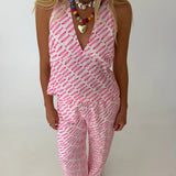 Iliana Fish Print Halter Top - Pink