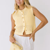 Sophia Sweater Vest Top - Butter Yellow