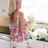 Whitney Bubble Scarf Top - White/Pink