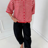 Megan Knit Cardigan - Red/Ivory