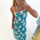 Jamie Printed Midi Dress - Blue Waves