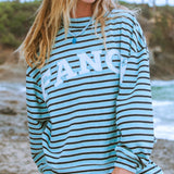 Towel Terry Classic Mockneck - Blue/Navy Stripe