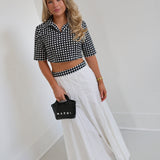 Delaney Double Layer Pleated Maxi Skirt - White/Black