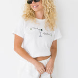 Tiny Martini Embroidered Tee - Off White