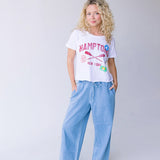 Hamptons Boyfriend Crop Top - White