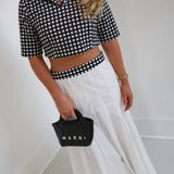 Delaney Double Layer Pleated Maxi Skirt - White/Black