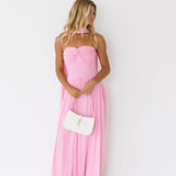 Brandi Strapless Maxi Scarf Dress - Bubblegum Pink