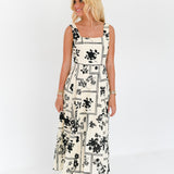 Addie Floral Print Midi Dress - Cream
