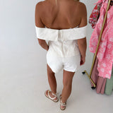 Valorie Linen Shorts Set - Off White