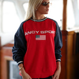 Oversized Sport Flag Crewneck - Red/Navy
