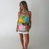 Isla Tropical  top - Green Multi