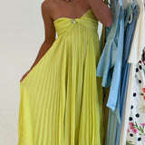 Presley Strapless Maxi Dress - Lemon Lime