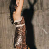 Valoria Sequin Mini Dress - Dusty Rose