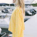 Fancy Striped Oversized Long Sleeve Top - Malibu Golden Yellow