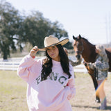 Fancy Oversized Fleece Mockneck - CAMO LETTERS/Light Pink (PREORDER)