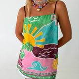 Isla Tropical  top - Green Multi
