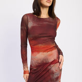 Allyson Mesh Maxi Dress - Rust