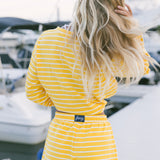 Fancy Striped Oversized Long Sleeve Top - Malibu Golden Yellow