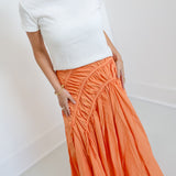 Riley Ruched Asymmetric Midi Skirt - Lt.Coral
