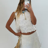 Ember Eyelet Twill Set - White