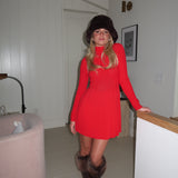 Leighton Pleated Mini Sweater Dress - Red