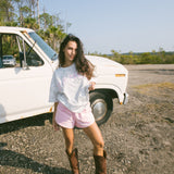 Fancy Oversized Embroidered Tee - White Camo (PREORDER)