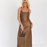 Kimber Metalic Maxi Dress - Brown