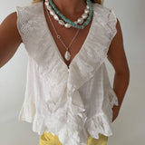Ken Ruffled Top - Ivory
