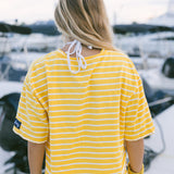 Fancy Striped Oversized Short Sleeve Top - Malibu Golden Yellow