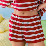 Essential Striped Comfort Short - Crimson