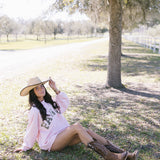 Fancy Oversized Fleece Mockneck - CAMO LETTERS/Light Pink (PREORDER)