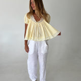 Taylor Lace Trim Top- Yellow