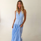 Madi Halter Neck Maxi Dress - Lt.Blue