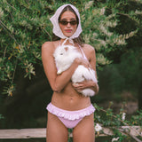 Triangle Ruffle Bikini Swim Set - Pink Gingham