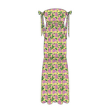 Tara Strapless Midi Dress - Yellow/Pink