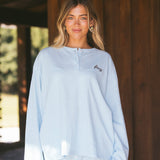 Fancy Buttoned Waffle Long Sleeve - Glacier