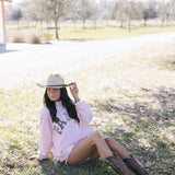 Fancy Oversized Fleece Mockneck - CAMO LETTERS/Light Pink (PREORDER)