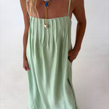 Linda Pleated Maxi Dress - Mint Green