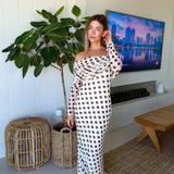 Thelma Off The Shoulder Maxi Dress - Gold Halo Dot