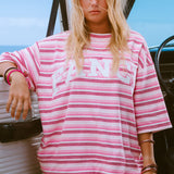 Towel Terry Short Sleeve Mockneck - Magenta