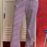 Essential Striped Comfort Pants - Burgundy/White