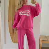 Oversized Terry Varsity Mockneck - Sconset Pink
