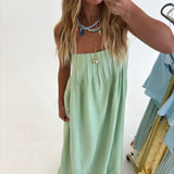 Linda Pleated Maxi Dress - Mint Green