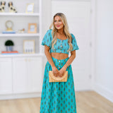 Shelley Floral Print Top - Teal