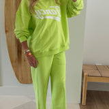 Oversized Terry Varsity Mockneck - Cisco Lime