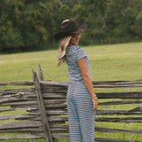Fancy Striped Button Pants - Glacier/Chocolate (PREORDER 3 WEEKS)