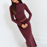 Kayla Top and Maxi Skirt Set - Merlot