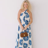 Renley Halter Neck Maxi Dress - White/Blue