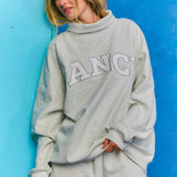 Oversized Terry Rolled Neck - Heather Grey