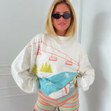 Fancy Oversized Fleece Mockneck - Ski Snow White Sorbet